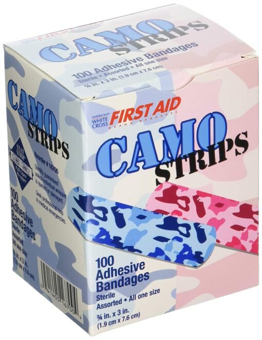 American® White Cross Stat Strip® Kid Design (Blue / Pink Camo) Adhesive Strip